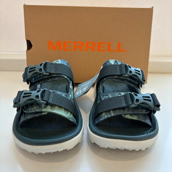 Merrell Hut Ultra Wrap Sandals Slides Slip-On Vegan Green/Blue Size 7 NEW - Picture 3 of 7